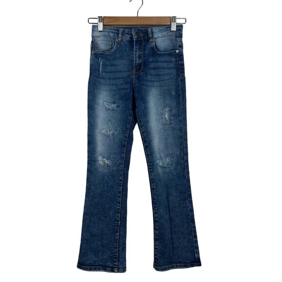 Hudson Jeans Other - Hudson Girl's 10 Flared Jeans Stone Wash Distressed Patches High Rise Denim